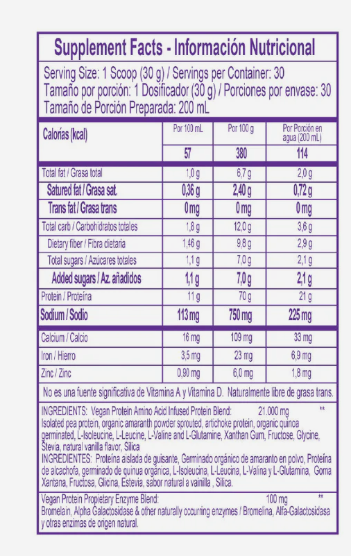 VEGAN PROTEIN 910G 30 SERVINGS VANILLA FLAVOR